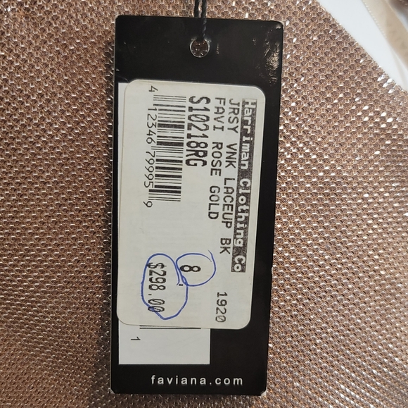 NWT Faviana Glamour Rose Gold Mermiad V-neck Spaghetti Strap Formal Dress Size 8 - Picture 14 of 14